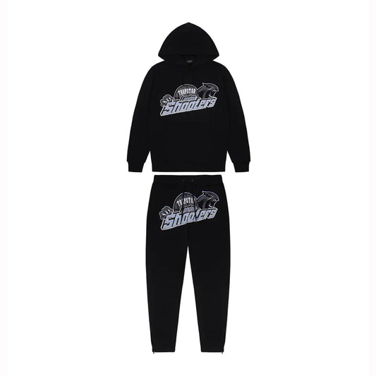 Trapstar Shooters Hooded Tracksuit- Black/Sky Blue