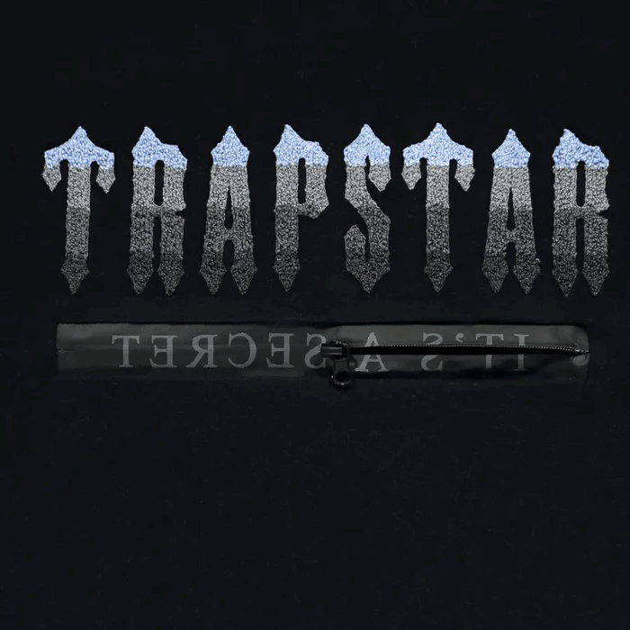 TRAPSTAR CHENILLE DECODED 2.0 HOODED TRACKSUIT - BLACK/ ICE BLUE
